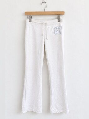 Aéropostale Y2K Women's White Sweatpants Drawstring Elastic Waist Logo, S